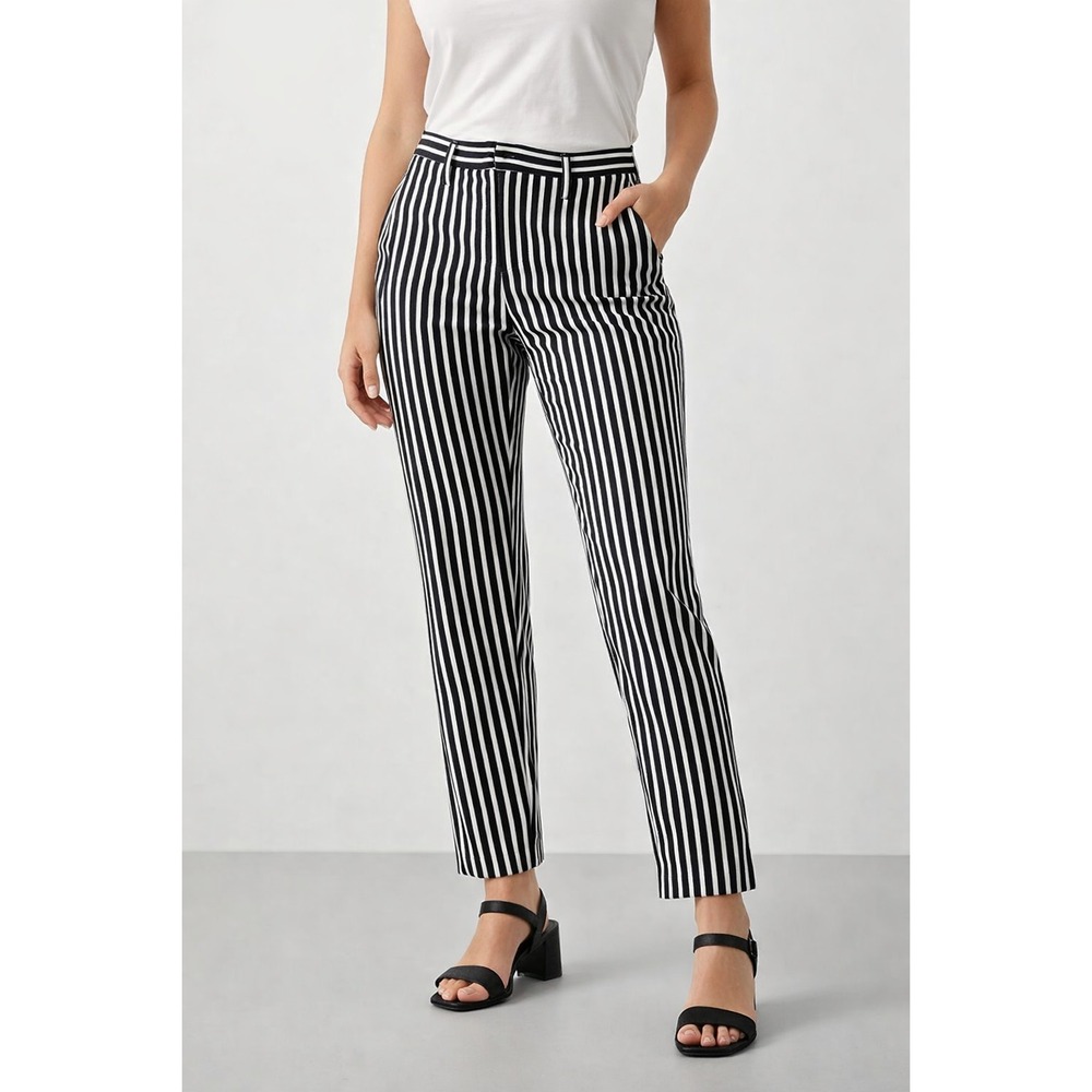 Worthington brand black and white striped ankle pants, size 12.